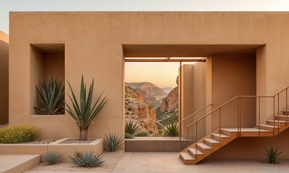 Modern Architectural Structure with Canyon View